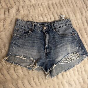 Zara Blue Distressed Jean Shorts